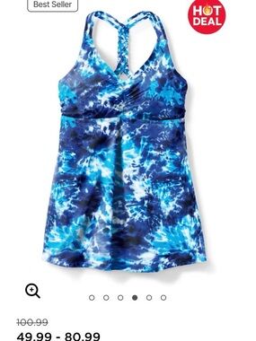 Swimsuits For All Blue Tie-Dye Tankini